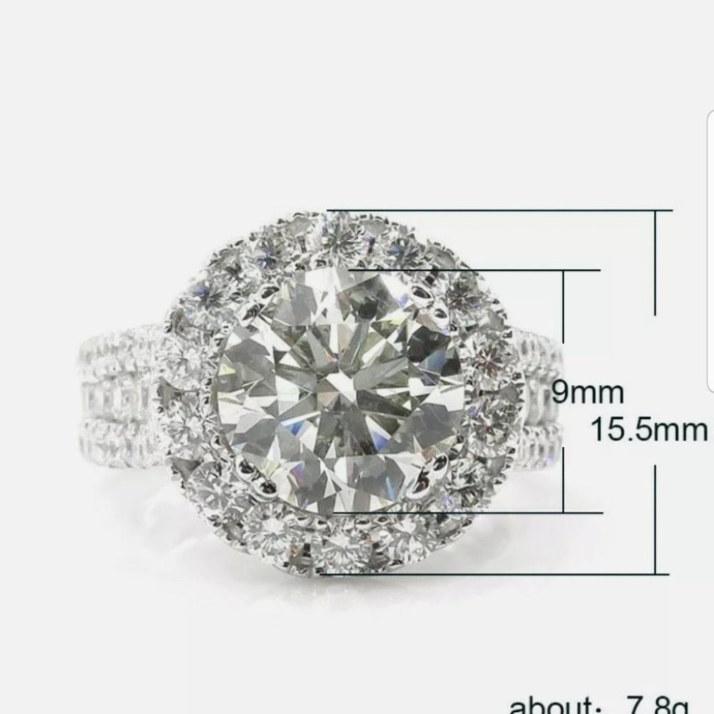 BRAND NEW 18K WHITE GOLD ROUND DIAMOND HALO RING - Picture 5 of 9